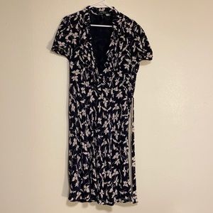 Vintage Ralph Lauren Navy Blue Floral Dress